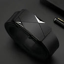 PU Leather Automatic Belt for Men, Ratchet Buckle Casual Formal Strap for Work Business Party Daily Gift