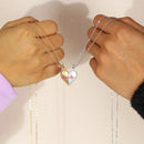 JWER 2Pcs Stainless Steel Electrocardiogram Magnetic Couple Necklace Elegent Heart Necklace Jewelry Lover Creative Gifts