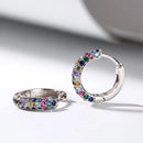 Fashion Silber Farbe Runde Mini Ohrringe Set Halber Creolen Bunte Zirkonia Damen Luxus Schmuck Creolen