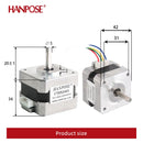 HANPOSE Nema17 stepper motor, torque 78 oz-in (52 N-cm), current 1.8 A. Models 17HS8401 17HS 2408 17HS3401S 17HS4401S 17HS6401S