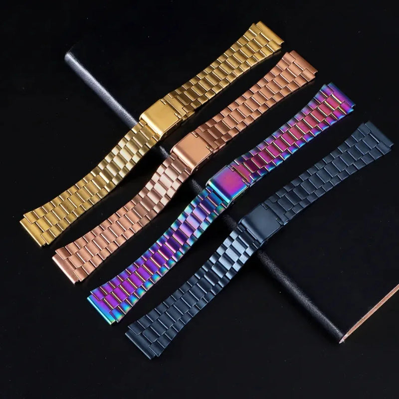 Stainless Steel Watchband For CASIO A158/A159/A168/A169 /B650/AQ230/AE500W For Classic Small Square Silver Black Men Metal Strap