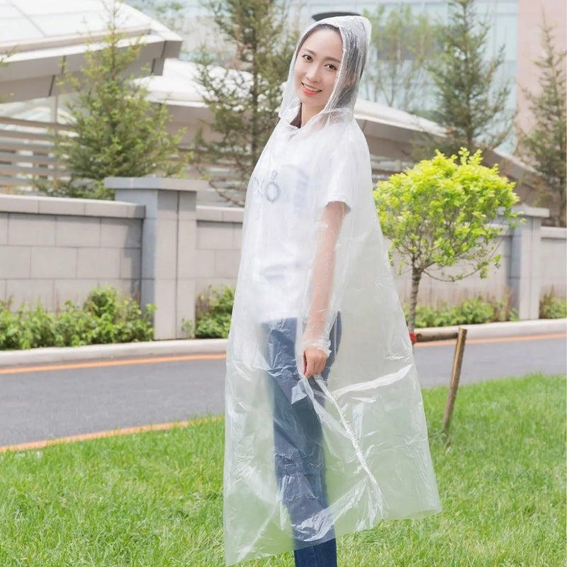 5-50pcs Disposable Waterproof Raincoat Outdoor Hiking Mountain Travel Emergency Transparent Portable Adult Poncho Rain