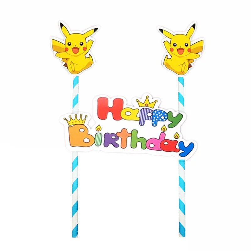 A Set Pokemon Cake Topper Kawaii Anime Figure Pikachu Charizard Cake Insert Children's Happy Birthday Decoration Supply Toys