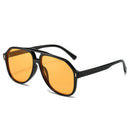 JNPCXI Oversized Double Bridges Pilot Men Sunglasses Blue Lens Vintage Rivets Women Trending Punk Sun Glasses Shades