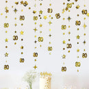 Gold 30th Happy Birthday Party Paper Banners Decorations Number 30 Year Old Circle Dots Twinkle Star Garlands Hanging Backdrops