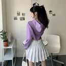 Female Cut Out Crop Top Hoodie Long Sleeve Hooded Pullover Sweatshirt Drop Shoulder Drawstring Hoodie Crop Jumper-Top