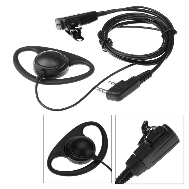 D-Shape Walkie Talkie Headset with MIC PTT Walkie Talkie Earpiece Headset Multifunctional for Baofeng Kenwood Puxing TYT Radio