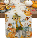 Fall Thanksgiving Gnome Pumpkin Maple Leaves Linen Table Runners Kitchen Decor Washable Table Runners Holiday Party Decoration