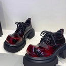 The Crimson Contour | Italian-Inspired Patent Leather Loafers with Architectural Sole