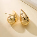 925 Sterlingsilber 18K vergoldete klobige Kuppel-Wassertropfen-Ohrringe für Damen Vintage glänzend dicke Tropfen-Creolen Schmuck