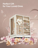 SONGMICS Jewelry Box 360° Rotating, Jewelry Storage Case with 5 Drawers, Jewelry Organizer, Glass Window, Spacious