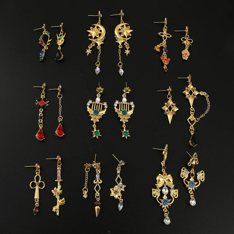 Game Cosplay Earrings Venti Xiao Tartaglia Zhongli Women Pendant Ear Studs Jewelry Earring Accessories Gifts