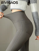 BIVIGAOS Fashion Back Pocket Shark Flared Pants Women Tight-Fit Sexy Slim High Waist Pants Push Up Sport Fitness Flare Leggings