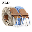 ZLD 60 Colors Female Casual Knitted Pin Buckle Men Belt Woven Canvas Elastic Expandable Braided Stretch Belts For Women Jeans