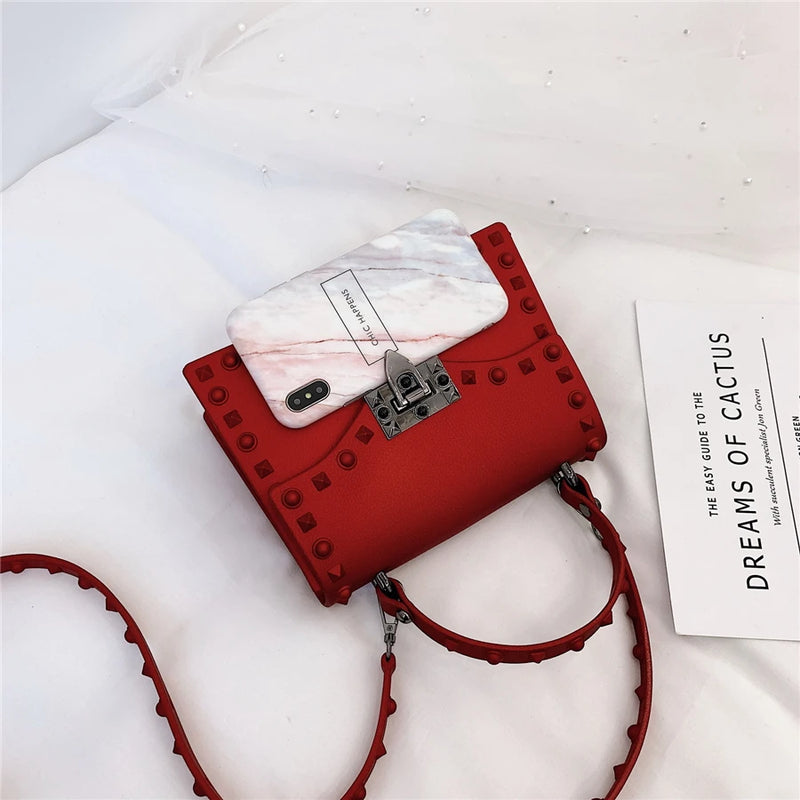 High Quality Women Small PVC Handbags Shoulder Bags Fashion Ladies Crossbody Bags for Women Casual Female Rivet Messenger Bag