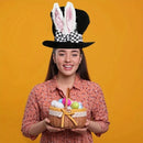 1pcs One Size Fits All Easter Hat Cosplay Holiday Party Decorative High Hat with Ears Velvet Rabbit Ear Party Hats