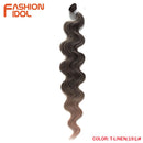 FASHION IDOL Body Wave Ponytail Hair Bundles 26 Inch Soft Long Synthetic Hair Weave Ombre Brown 613 Blonde 100g Hair Extensions