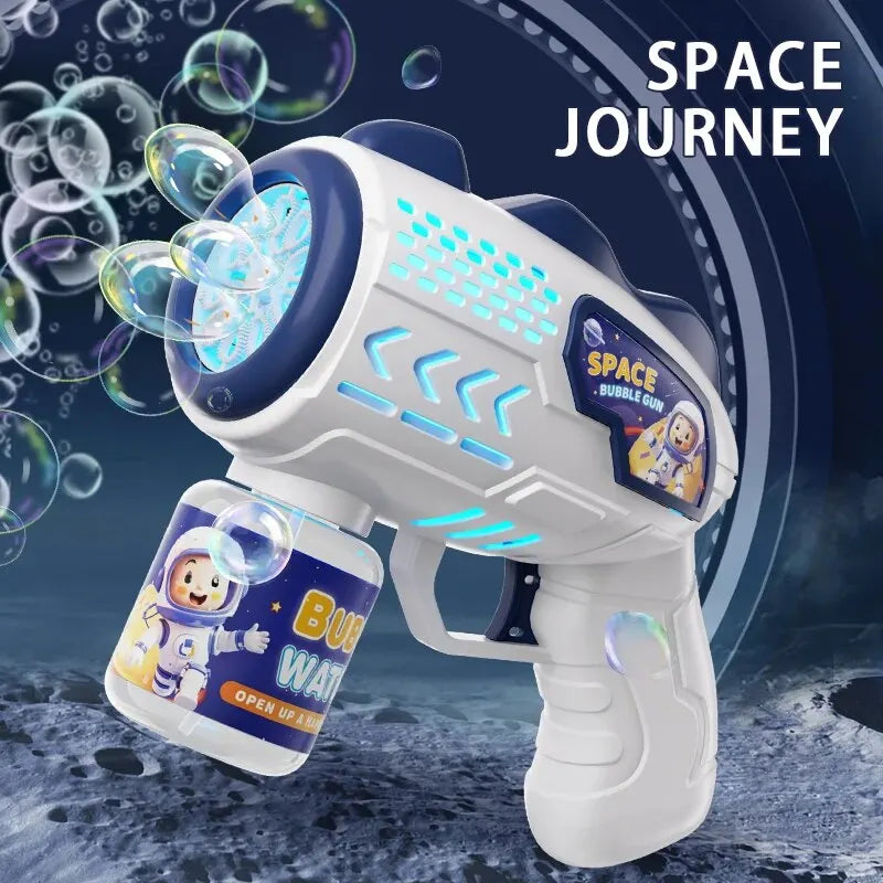 Bubble Machine Spaceman Astronaut Automatic Gatling Bubble Gun Electric Light Explosion Children's Toy