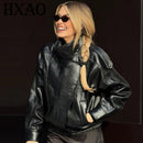 The Rebel Crop | Women's Cropped Leather Bomber Jacket