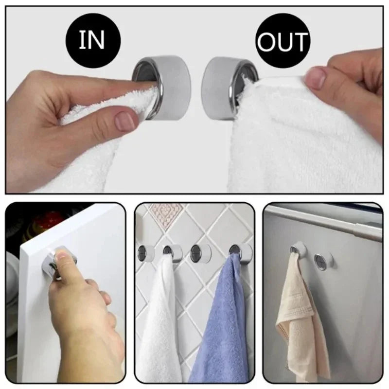 1-4PCS Magic Punch Free Towel Holder Portable Self-adhesive Towels Rag Cloths Clips Storage Hook Kitchen Bathroom Organizer Rack