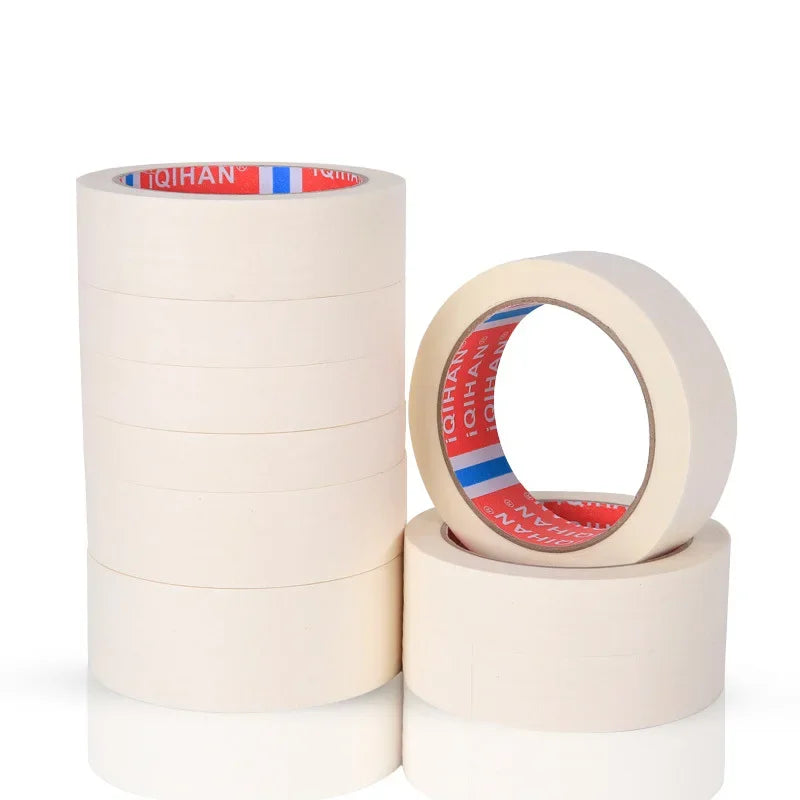 20/50M Masking Tape White Single Side Tapes Adhesive Crepe Paper Oil Painting Sketch Drawing Supplies Car Paintin No Glue Left