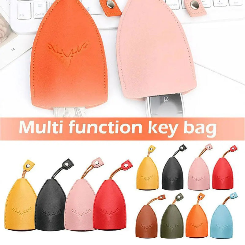 Cute Creative Pull Out Key Case Key wallet New Christmas elk Cartoon Housekeepers Car Key Holder Case Leather Keychain Pouch