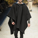 Autumn Trendy Men's Cape Coat Vintage Poncho Jacket Batwing Sleeve Irregular Design Men Hooded Trench Shawl Coat Cosplay Costume