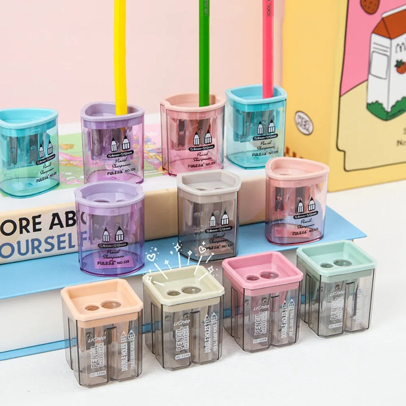 Creative Double Holes Pencil Sharpener Multi Purpose Mechanical Pencils Sharpener Office School Stationery Supplies