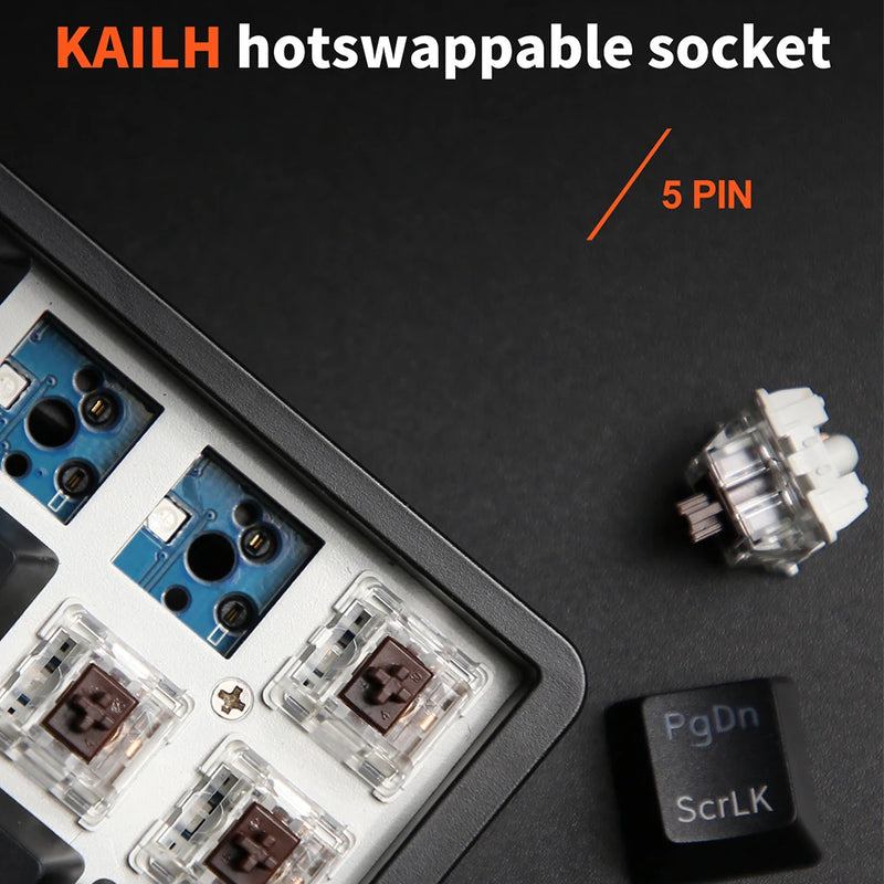 RK Royal Kludge RK837 Mechancial Keyboard 68 Keys 65% Compact 2.4G Wireless Bluetooth Gamer Keyboard RGB Backlight Hot Swappable