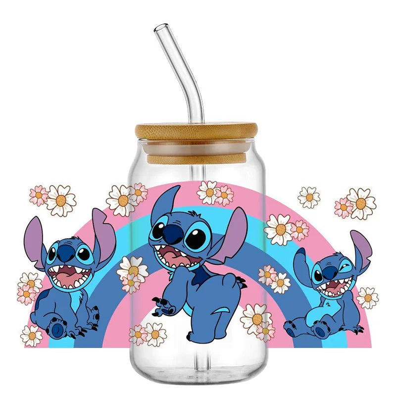 Miniso Stitch 16oz DTF Sticker Cups Cool Personalize UV Wrap Transfer Sticker Custom Labels DIY Logo Selfadhesive Waterproof