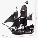 MOC Pirates Of The Caribbean Ship Queen's Revenge Warship Black Pearl Sailboat Building Block Bricks Assembly Kids Christmas Toy