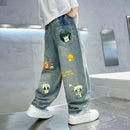 Boys' Jeans 2026 Spring and Autumn Cartoon Children's Pants Fashionable Big Boys' Straight leg Pants Kids Hip Hop Pants 4-14Year