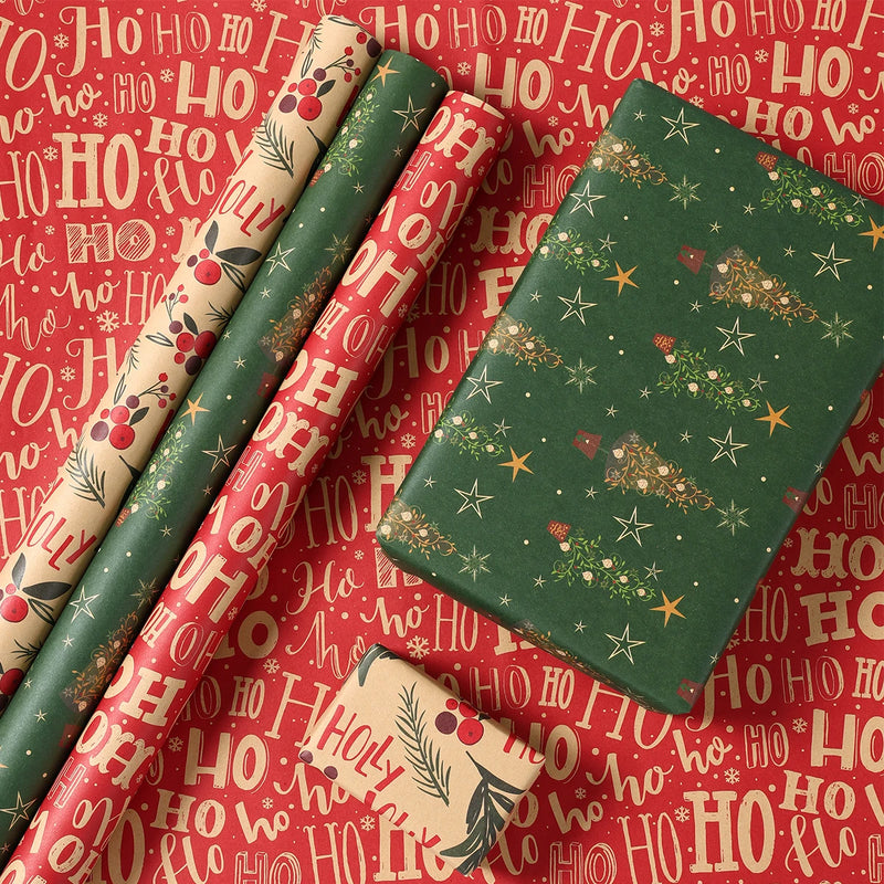 Christmas Gift Wrapping Paper Roll Merry Christmas Decoration For Home 2024 Navidad Noel Natal Kerst Happy New Year 2025