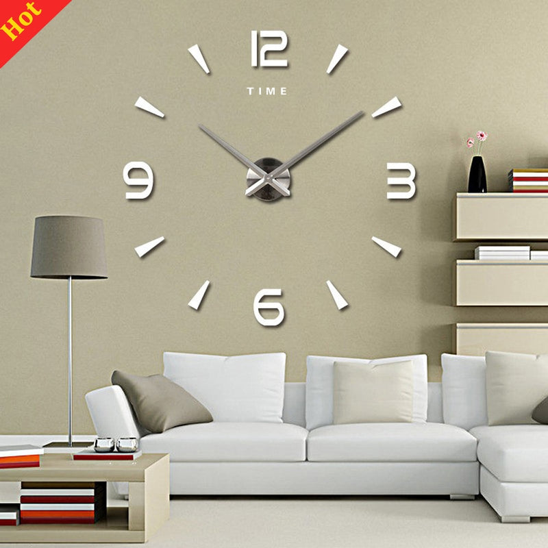 Large Wall Clock Quartz 3D DIY Big Watch Decorative Kitchen Clocks Acrylic Mirror Sticker Oversize Wall Clocks Home Letter Decor