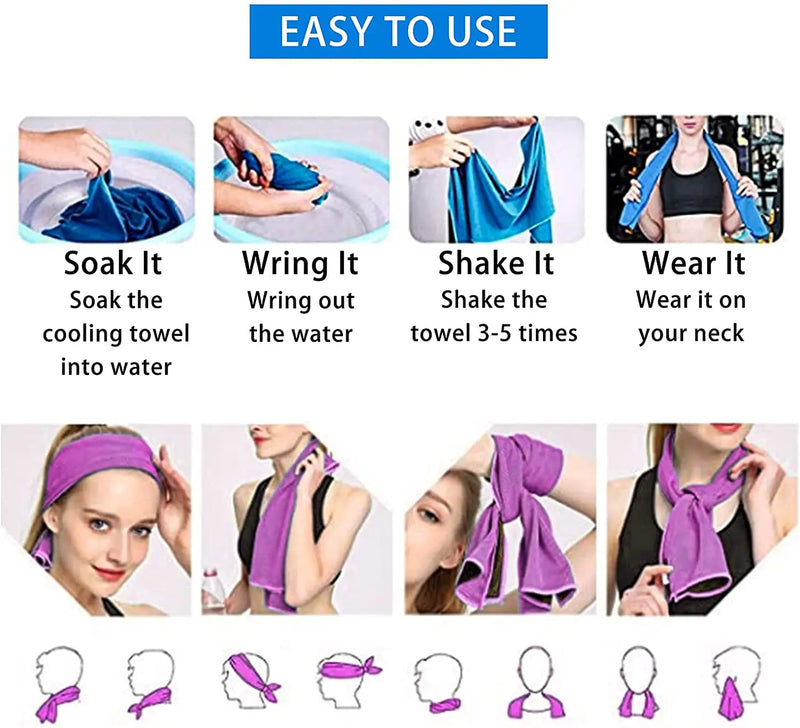 10Pack Cooling Towel Workout Towel Ice Towel for Neck, Microfiber Towel Soft Breathable Chilly Towel for Sports Yoga Gym Outdoor