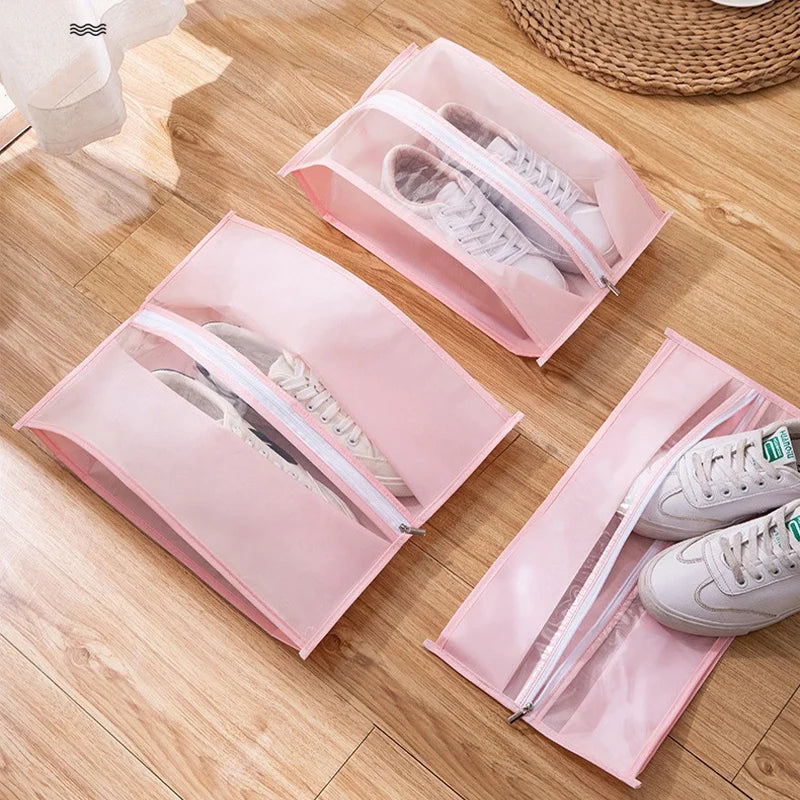 PEVA Storage Shoes Bag with zipper Travel  Dust proof Shoe Bag Organizer  Simple Portable Multi-purpose ReusableStorages Bag