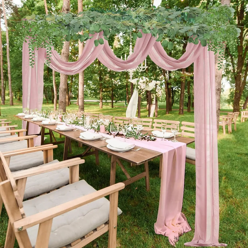 Pink Chiffon Wedding Arch Draping Fabric 300*75CM Sheer Backdrop Curtain for Wedding Ceremony Party Ceiling Home Decor