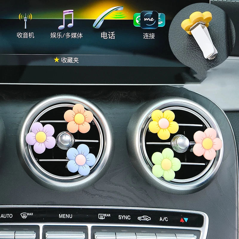 6Pcs/Set Flower Car Outlet Vent Clip Small Daisy Air Conditioning Clip Car Interior Decoration Gift for Girl