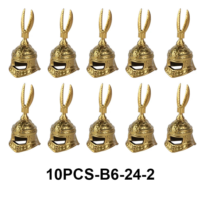 MOC Medieval Accessories Series Building Blocks Military Army Soldier Armour Shield Helmet Sword Crown Weapon Knight Bricks Toys