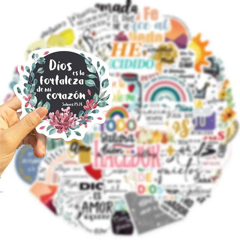 10/30/50PCS Spanish Bible PVC Sticker Aesthetic Children's Stationery Hand Accounting Tools Decoration Scrapbooking Supplies