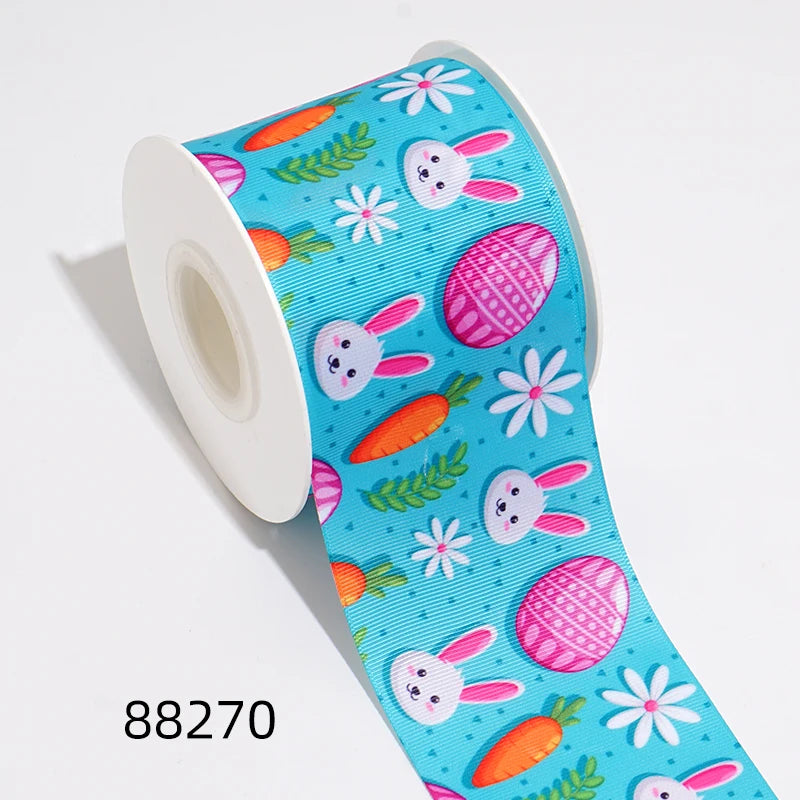 DIY Cartoon Easter Egg Bunny Printed Grosgrain Ribbon For Craft Supplies Sewing Accessories 5 Yards. 88266