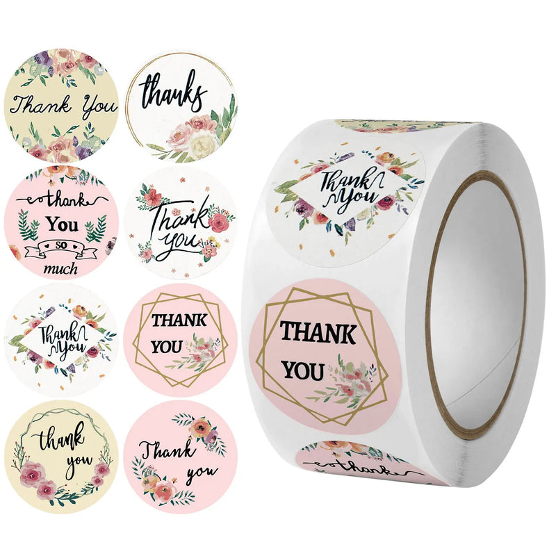 500pcs Labels Roll Flower Thank You Stickers Scrapbooking For Gift Decoration Stationery Sticker Seal Label Handmade Sticker
