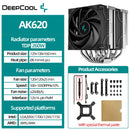 DeepCool AK620 Twin Towers CPU Air Cooler 6 Heatpipes White Dual Cooling Fans Radiator For LGA1700 2011-v3 115X 1200 AMD AM4 AM5