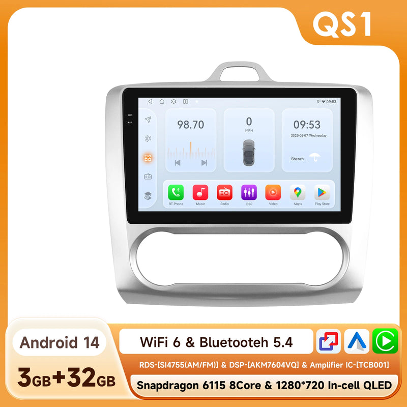 2Din 360Camera Android13 Car Radio For Ford Focus 2 Mk2 2004-2011 Car Multimedia Player Intelligent Screen autoradio Carplay SWC