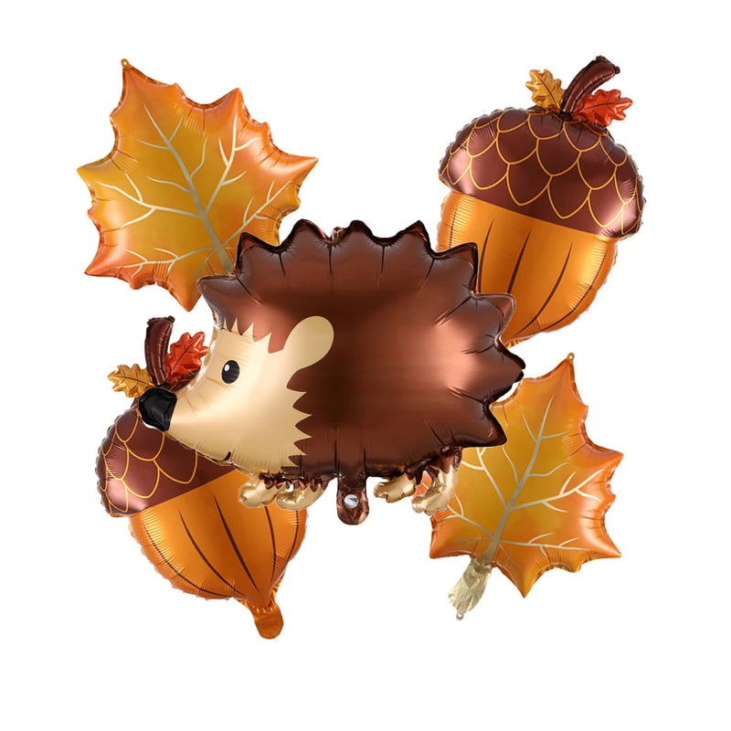 1/5pcs Autumn Maple Leaf Pine Cones Foil Balloons Squirrel Fox Animals Balloon Thanksgiving Brithday Party Decorations Kid Toys