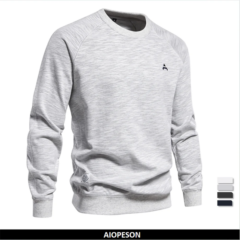 2024 New Spring Cotton Blend Sweatshirt for Men Casual Sport Design Round Neck Pullover Men