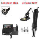 8898 Heat Gun, Electric Soldering Iron with Dual Digital Display, 2-in-1 Soldering Station, Soldering Maintenance Tool, EU Plug-