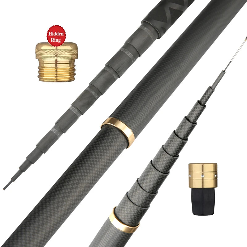 Super Light Hard Carbon Fiber Hand Pole Telescopic Fishing Rod 2.7M/3.6M/3.9M/4.5M/5.4M/6.3M/7.2M/8M/9M/10M Stream