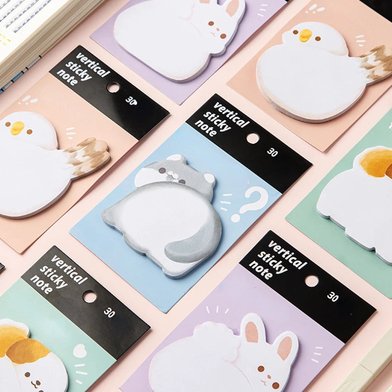 30 sheets/set Kawaii Animal Butt N Times Sticky Notes To Do List Planner Sticker Notepads School Office Supplies Gift Stationery