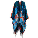 Imitation Cashmere Women Vintage Geometric Tassel Poncho Scarf Winter Warm Shawl Wrap Comfortable Female knitted Thick Blanket